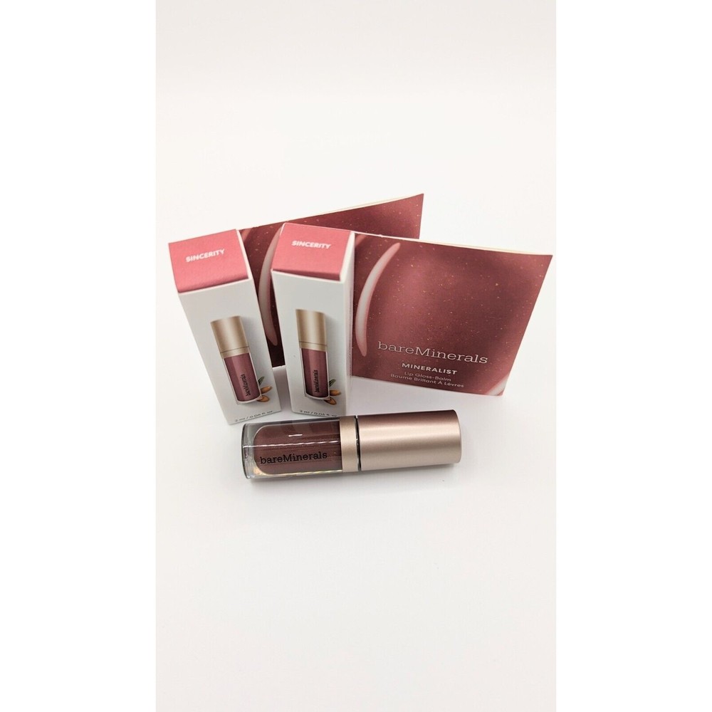 2x BareMinerals Mineralist Lip Gloss Balm‎ Mini in SINCERITY .06oz New in Box